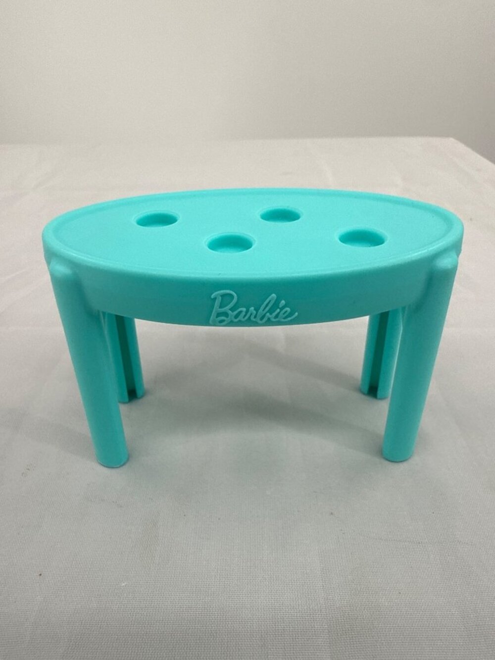 Vintage Barbie Teal Dollhouse Table Replacement Part Oval Turquoise Cup Holder